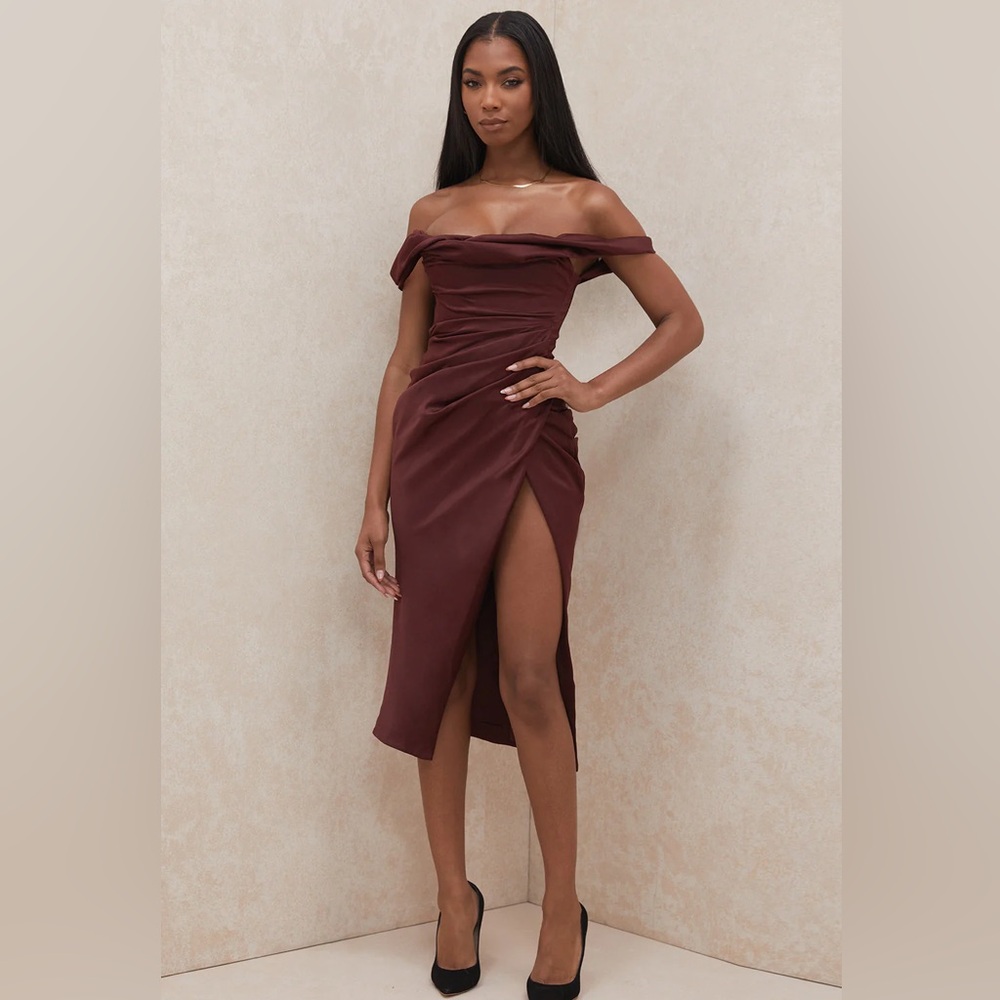 House of CB Rhoda Raisin Off Shoulder Corset Dress
